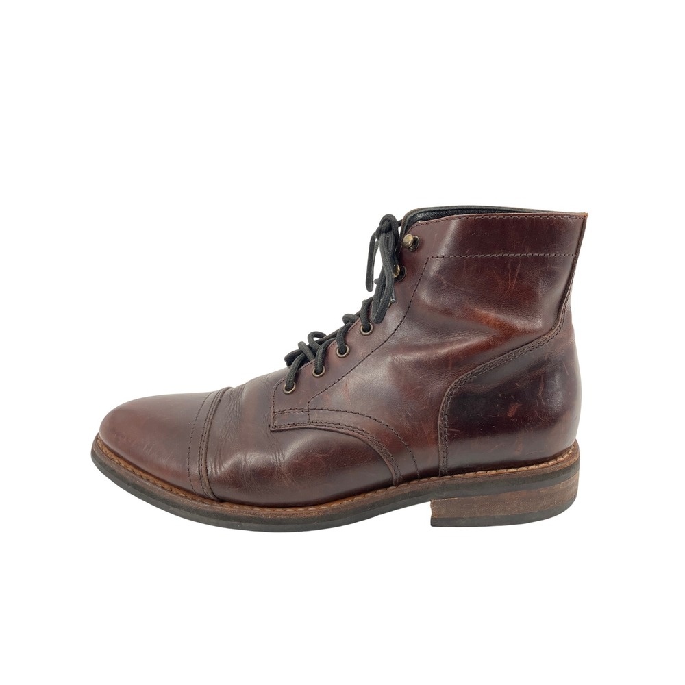Thursday Boot Co Captain Boots Mens 9.5 Brown Leather Excellent Cap Toe Lace Up